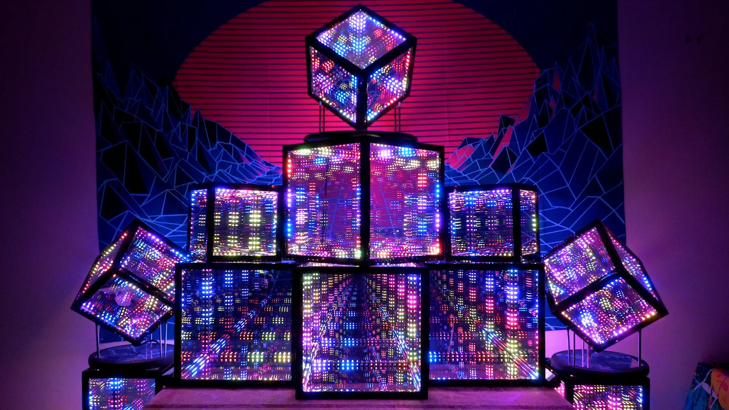 tower of led light cubes