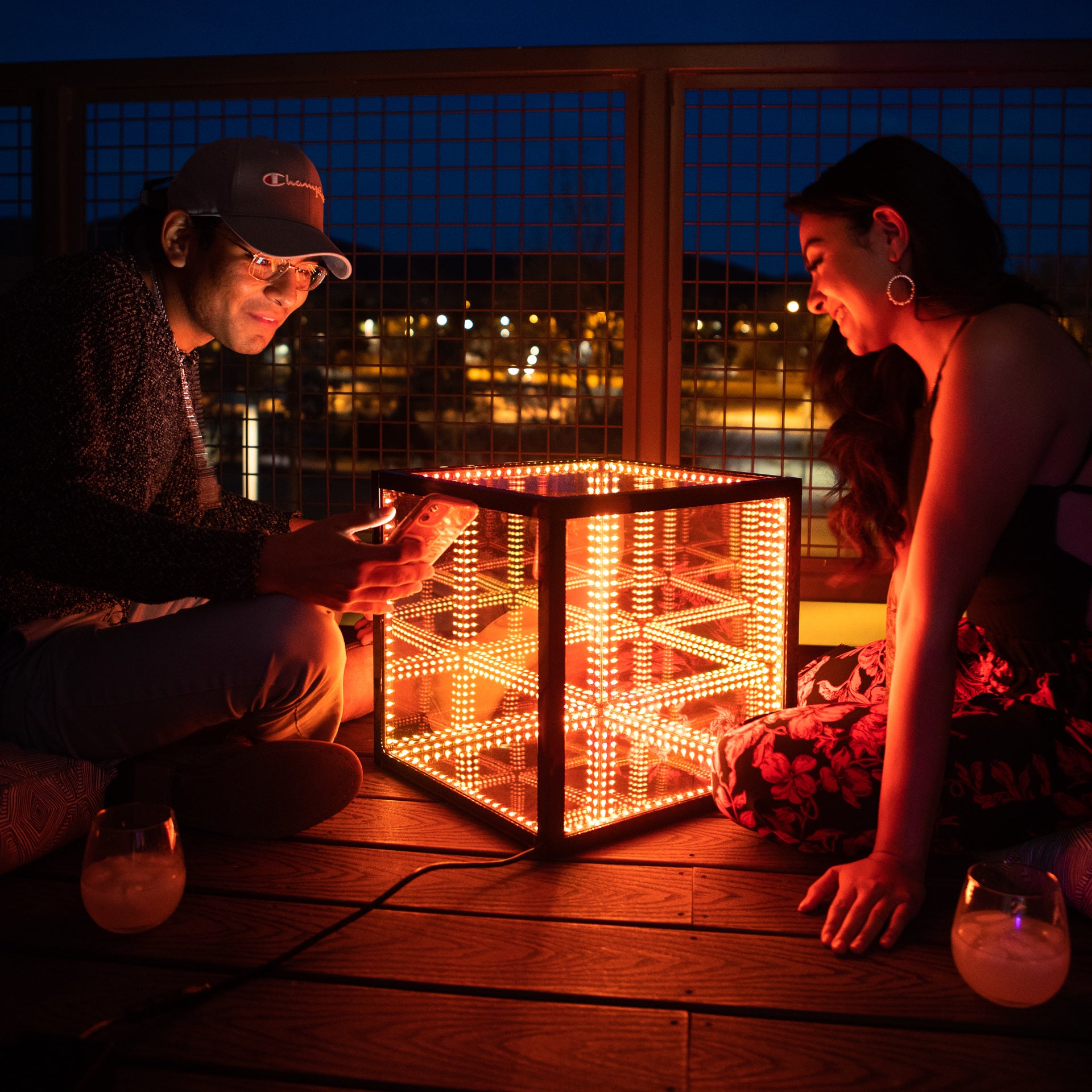 hypercube outside on rooftop